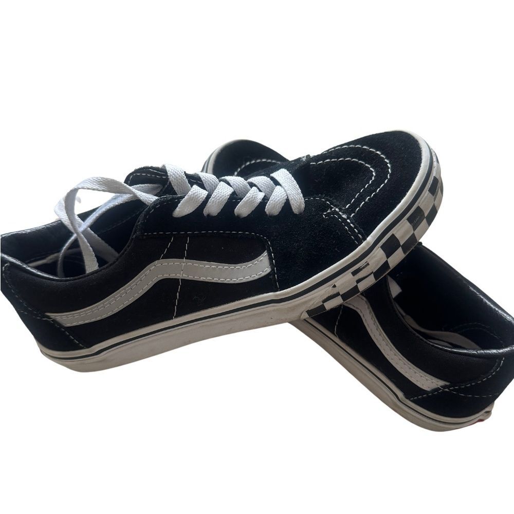 VANS Sk8-Low Kids 'Reflective Sidestripe - Black Checkerboard - Picture 3 of 9